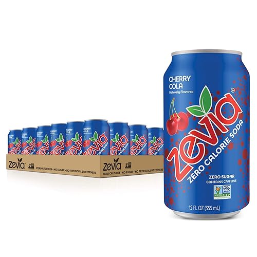 Miniatura 2 de Zevia Zero Calorie Soda, Cherry Cola, soda naturalmente endulzada, (24) latas de 12 onzas Soda carbonatada con sabor a cereza y Kidz Sparkling