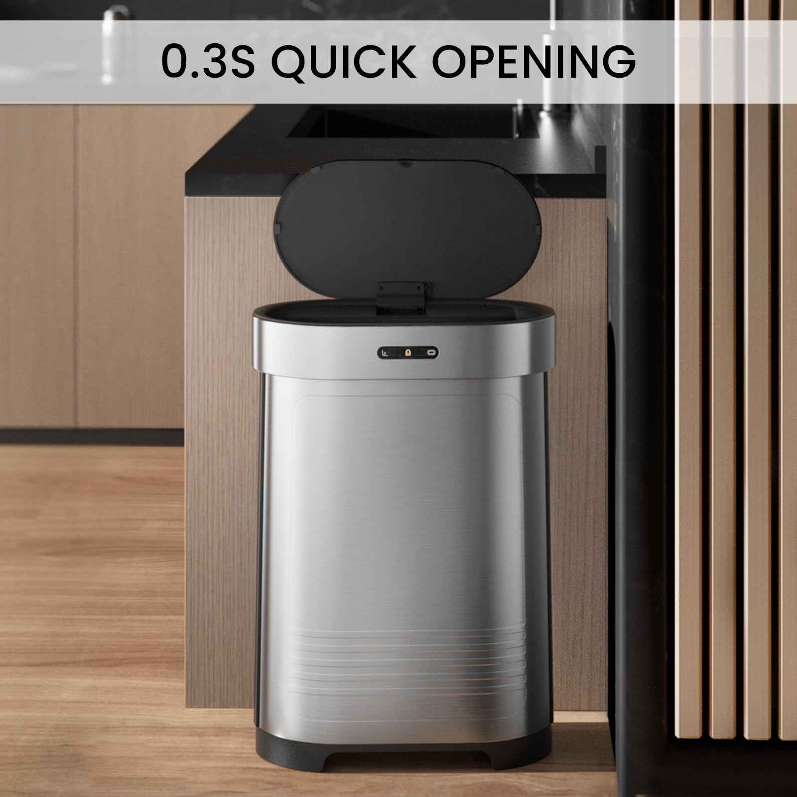 ELPHECO Stainless Steel Kitchen Trash Can 13 Gallon Motion Sensor ...