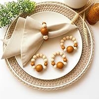 Vista 11 de Juego de 6 servilleteros modernos con cuentas de madera Servilleteros de cena para vacaciones y Navidad, fiesta de cumpleaños y decoración de boda