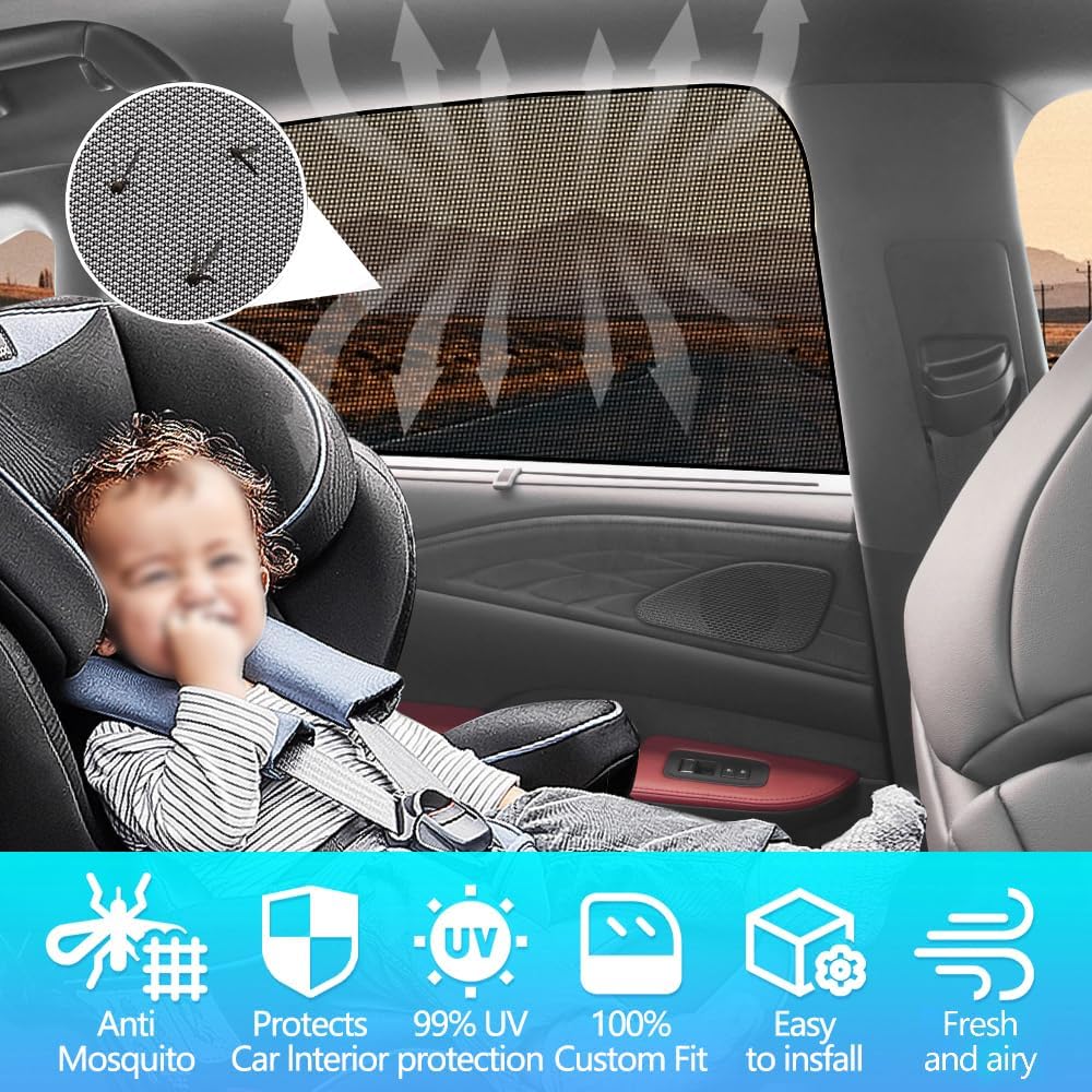 BWEN Magnetic Car Window Sunshade for Lexus RX 2023-2025 RX350 Accessories Side Window Shade with Breathable Mesh Protection from Heat and Sun Rays for Sleeping Camping Breastfeeding - 4 Pack