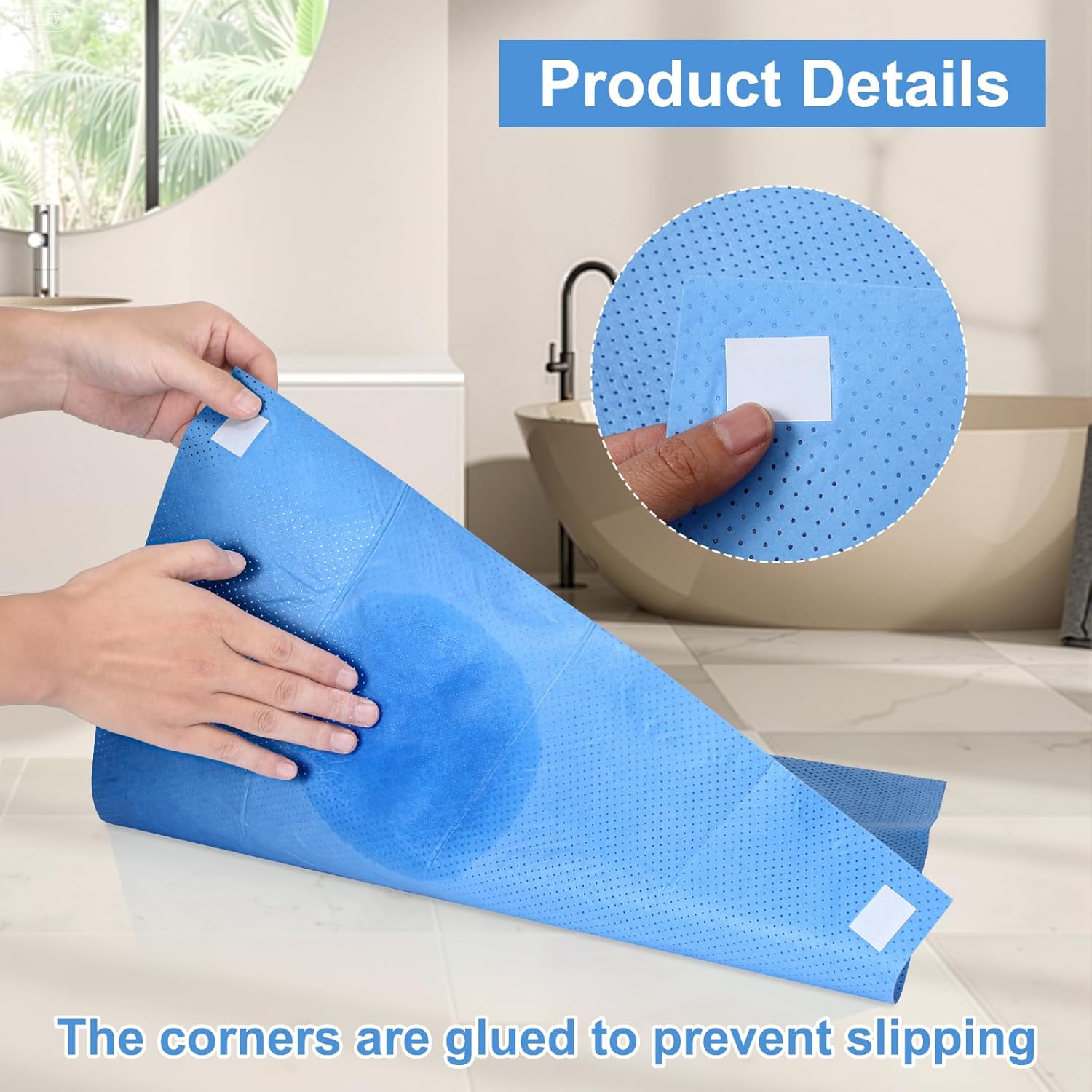 30 Pack Disposable Toilet Mats Non-Slip Toilets Floor Protector from Urine Absorbent Toilet Floor Mat U Shaped Toilets Mat for Bathroom, Blue, 22" x 20" - Image 4