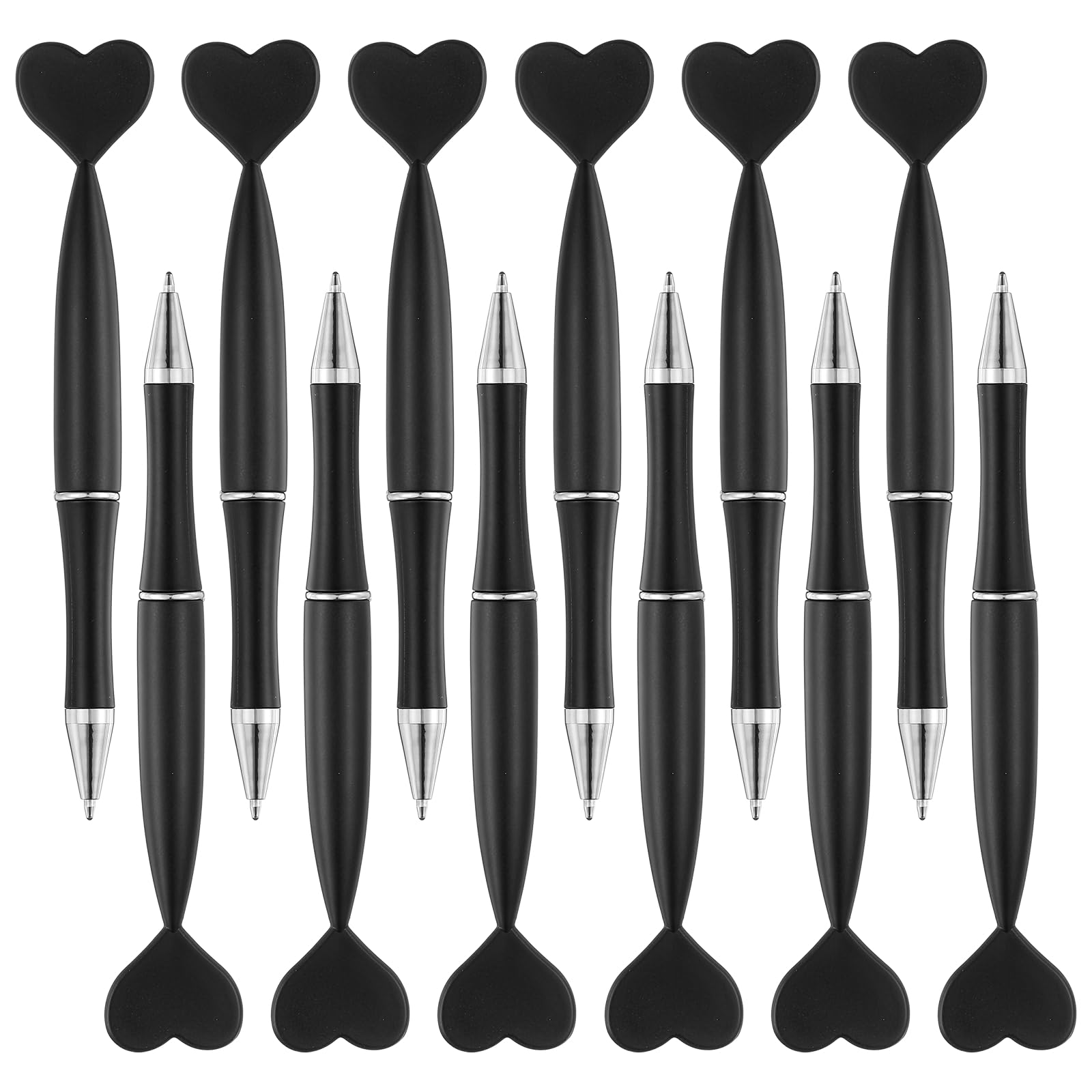 PATIKIL 12 Pcs Heart Ballpoint Pens, 1.0mm Tip Cute Twist Writing Pens Black Ink for Home Office Writing Supplies Valentine's Christmas Wedding Party Gifts, Black