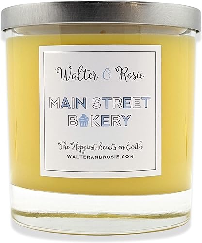 Walter & Rosie - Vela de panadería Main Street de 11 onzas - Aroma dulce de pastel de vainilla - Mezcla de cera de soja - Quema hasta 40 horas -
