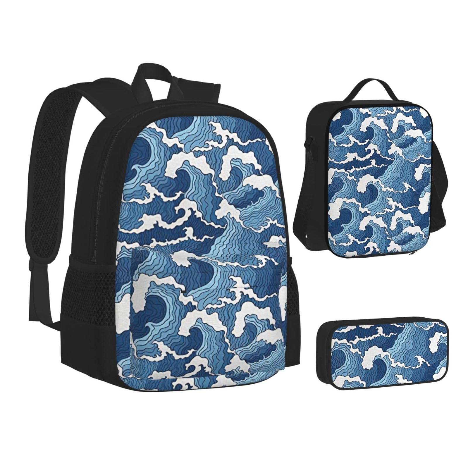 Zaino, borsa portapranzo, astuccio, set da 3 pezzi, per lavoro e
