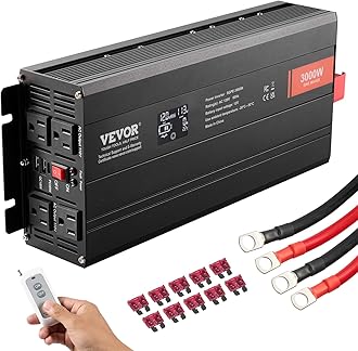 VEVOR Pure Sine Wave Inverter, 3000 Watt, DC 12V to AC 120V Power Inverter with 2 AC Outlets 2 USB Port 1 Type-C Port, LCD Display and Remote Controller for Large Home Appliances, CE FCC Certified