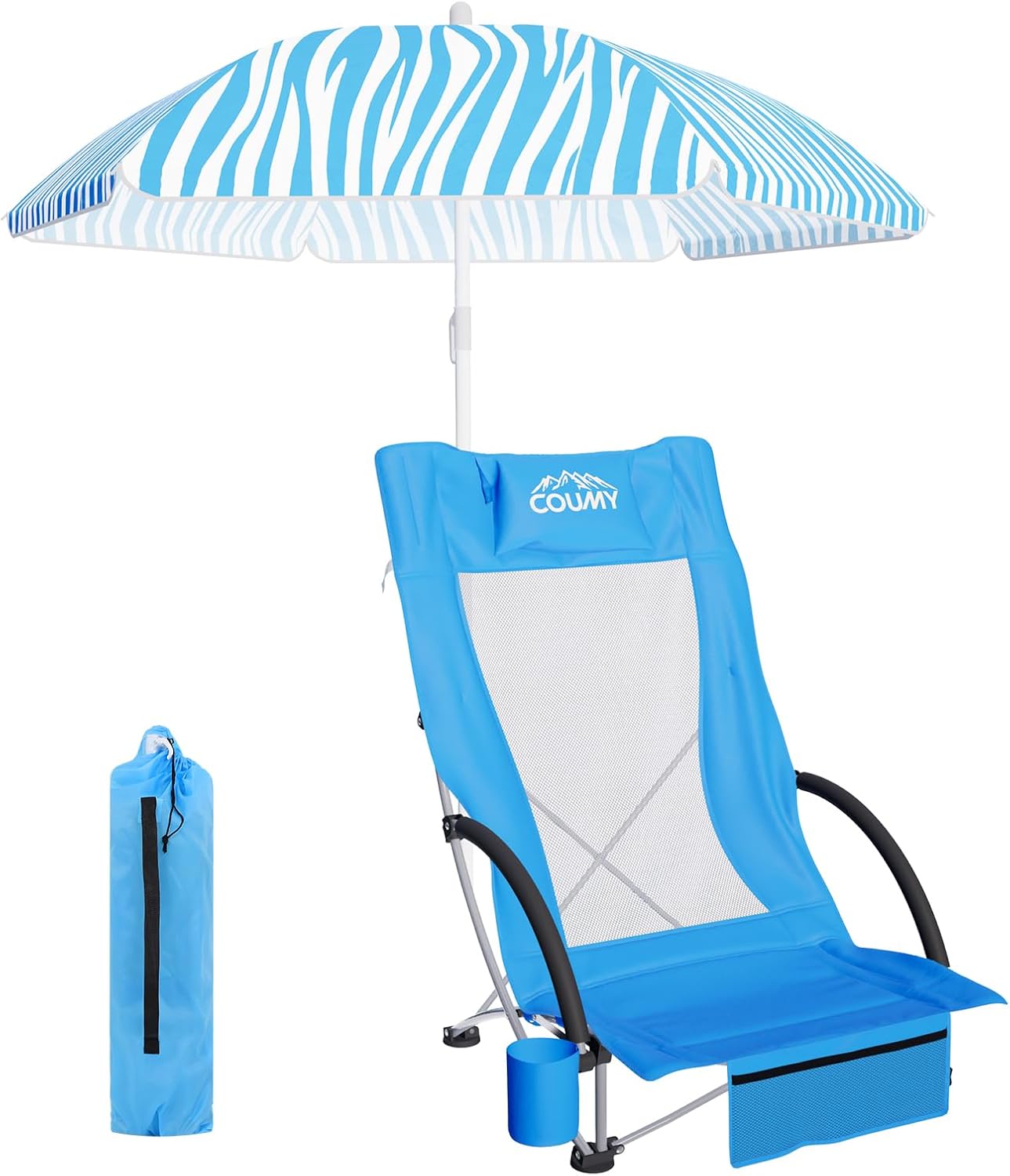 Coumy Low Beach Chair and High Back Beach Chair for Adults, Mesh