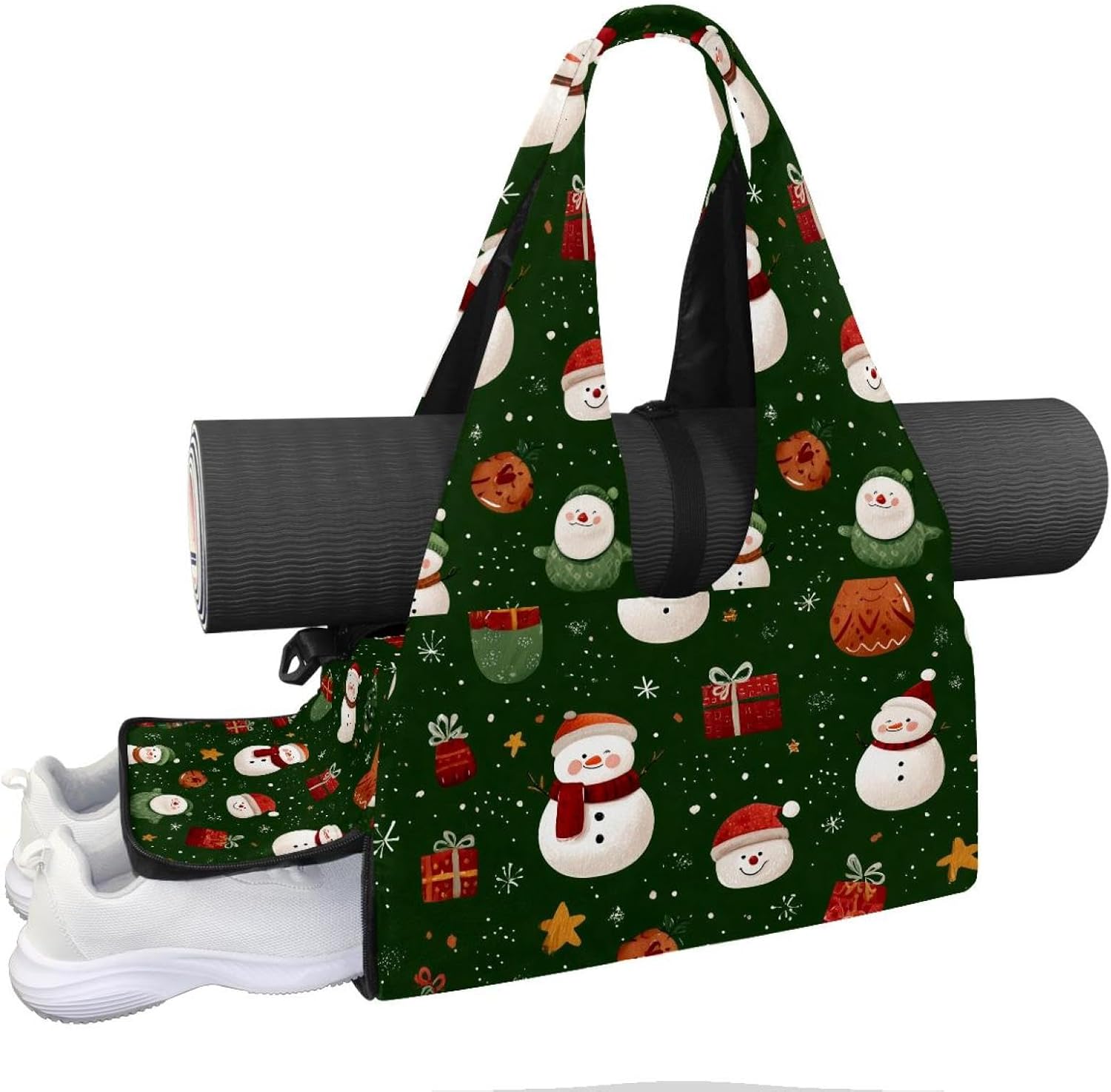 Yoga Mat Bag, Gym Workout Bag with Shoe Compartment, Christmas Paws Pilates Bag for Women, Quick Access Storage Yoga Tote Bag for Sports Travel Office