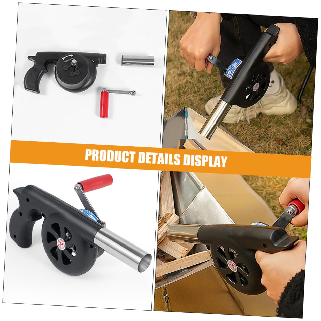 ibasenice 3 Pezzi Strumento Di Soffiaggio Da Campeggio Barbecue Griglia Pulizia Biancellino D'aria Ventilatore Portatile Soffiante Del Ventilatore Soffiatore Portatile Acciaio Inossidabile