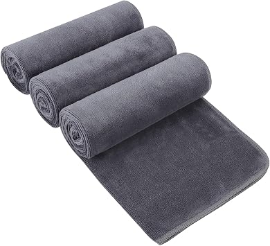Microfibre Gym Towels Sports Towels 40CMX80CM Fast Drying Absorbent Workout Sweat Fitness Yoga Camping 3Pack Grey