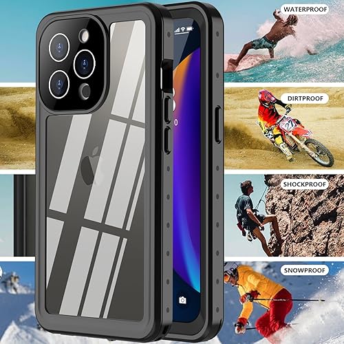 Miniatura 4 de GOLDJU Funda para iPhone 13 Pro Max, IP68 resistente al agua a prueba de polvo con protector de pantalla integrado, cuerpo militar de 10 pies a