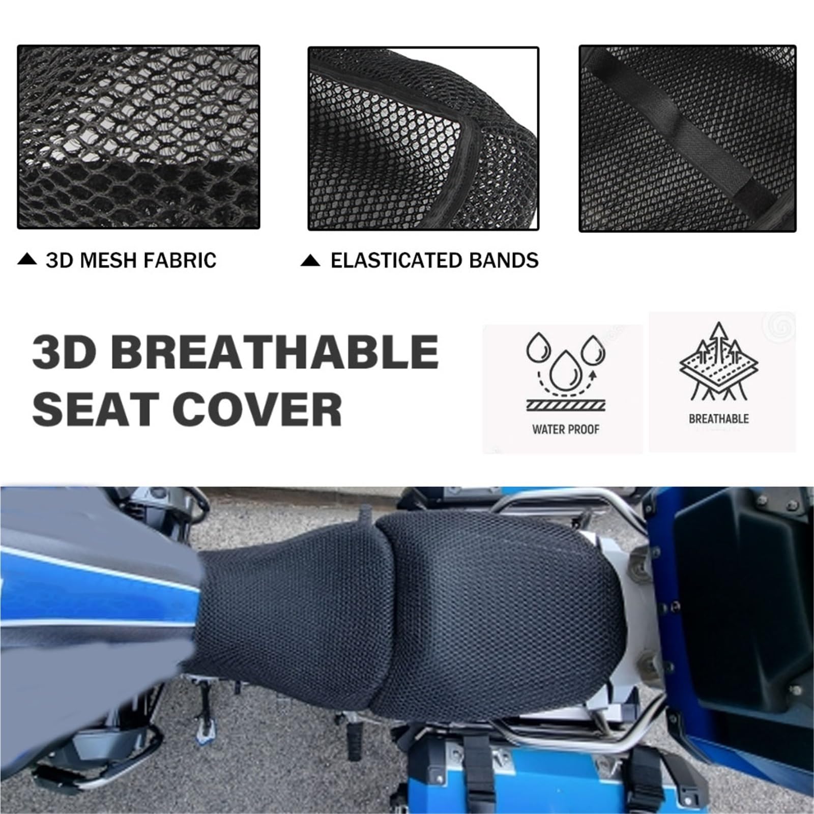 Fodera Per Cuscino Per Sedile Moto Antiscivolo Per BMW R1200GS R1250GS LC Adventure 2018-2023 Coperture Protettive Per A Sella In Rete Di Nylon