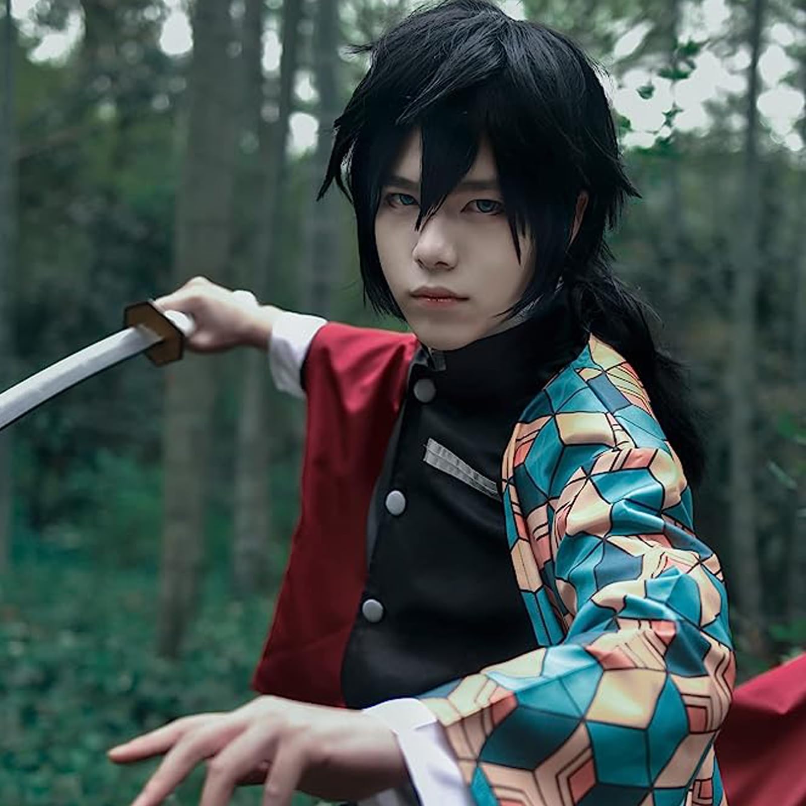 CR ROLECOS Mitsuri Cosplay for Demon Slayer Mitsuri Full Set Tomioka Giyuu Costume Giyuu Anime Outfit for Halloween