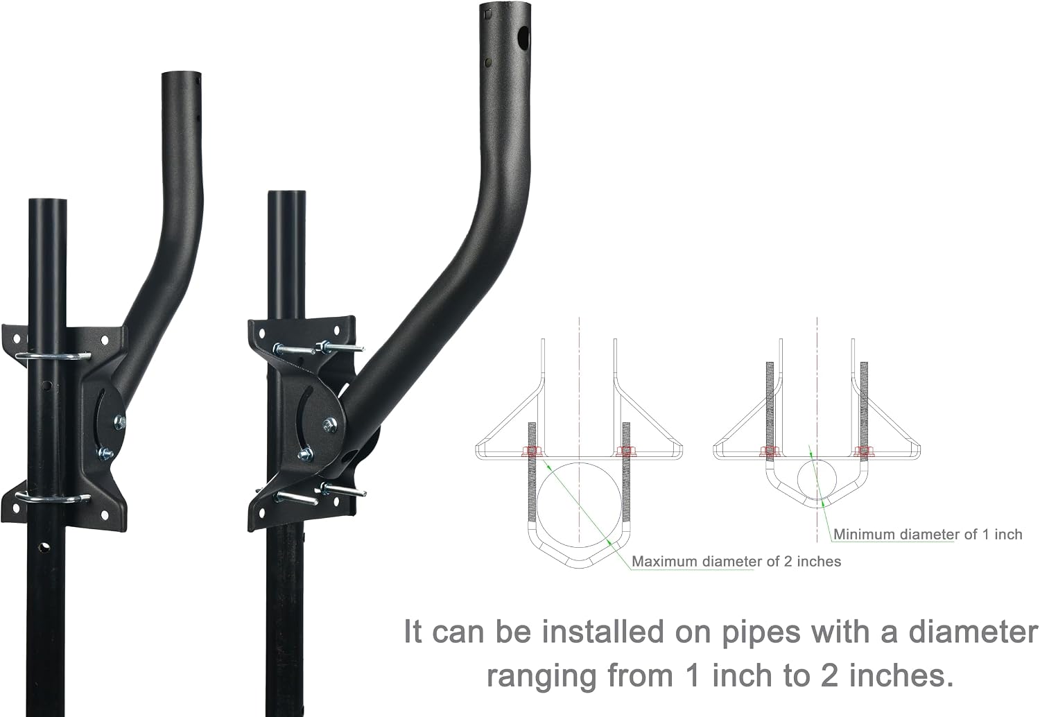 CEKAY Heavy Duty Universal Mounting Pole with U-Bolt Kit, 1.69 x 17.25