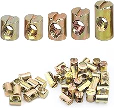 Pack of 50 Cross Nut Bolts M6, Cylinder Nut Carbon Steel Barrel Nuts 11 mm 12 mm 13 mm 15 mm 20 mm, Slot Cylinder Nuts for Cots Chairs Furniture Beds