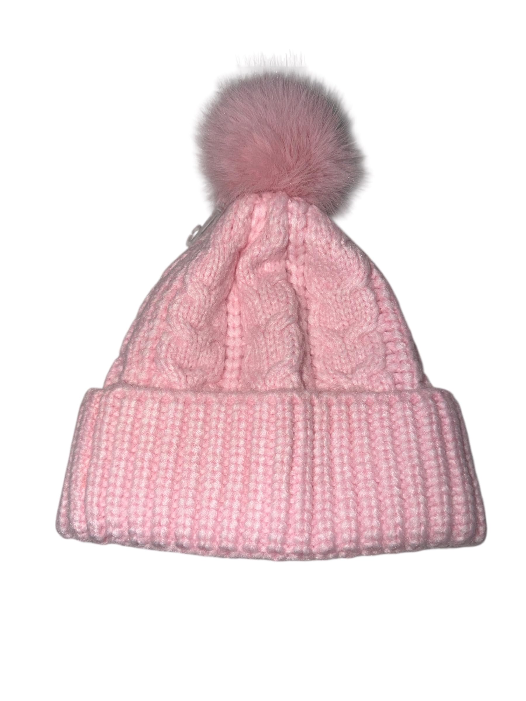 Victoria's Secret Cozy Cable-Knit Pom Beanie Shine Color Pink Rhinestone Logo New