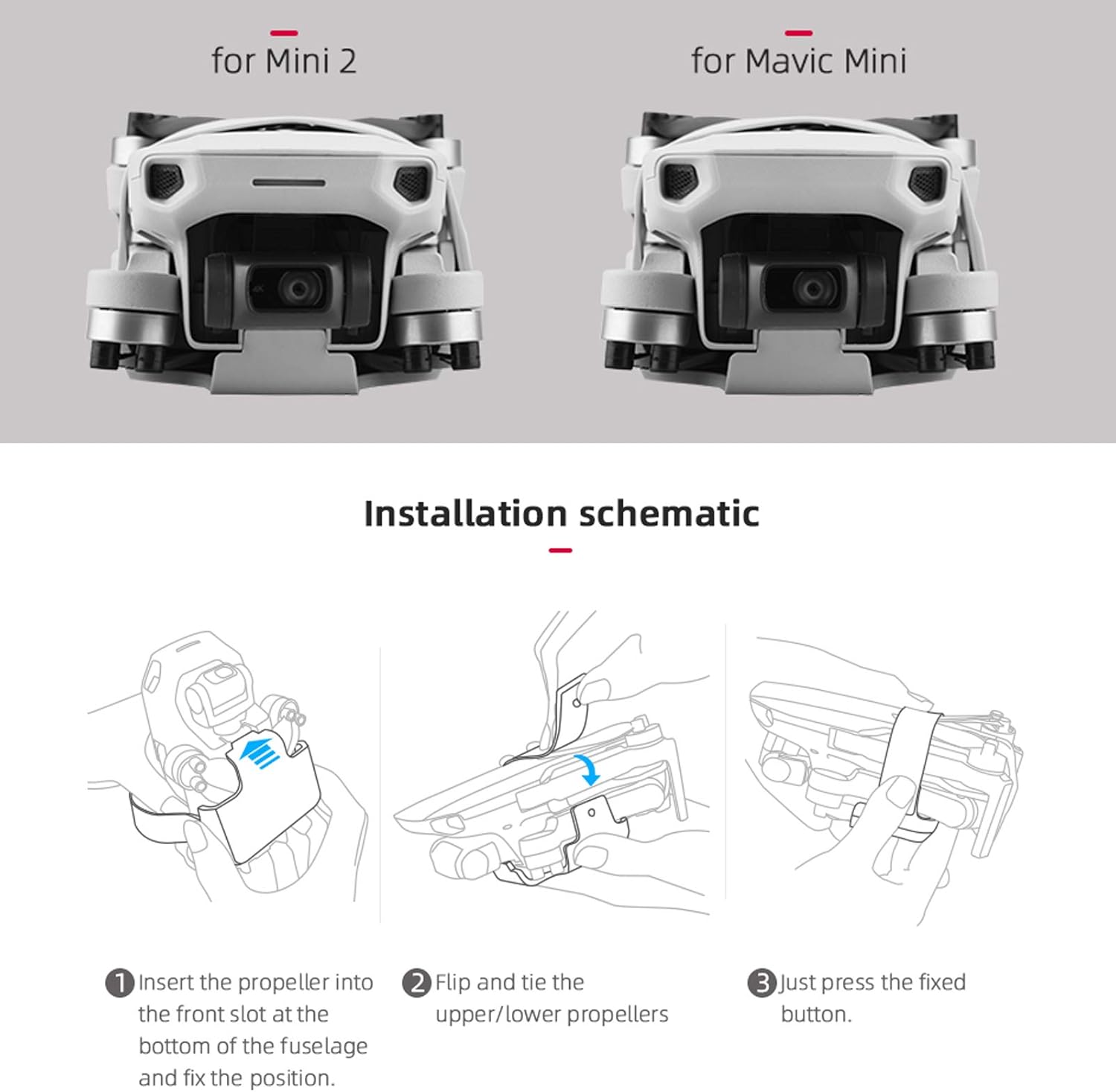 Keenso Mavic Mini Propeller Holder, Prop Stabilizer & Fixator with Fixing Strap Drone Accessory TPR Fit for DJI Mavic Mini 1/2 sportinggoods Hobby RC quadcopters and multirotors Aero Parts
