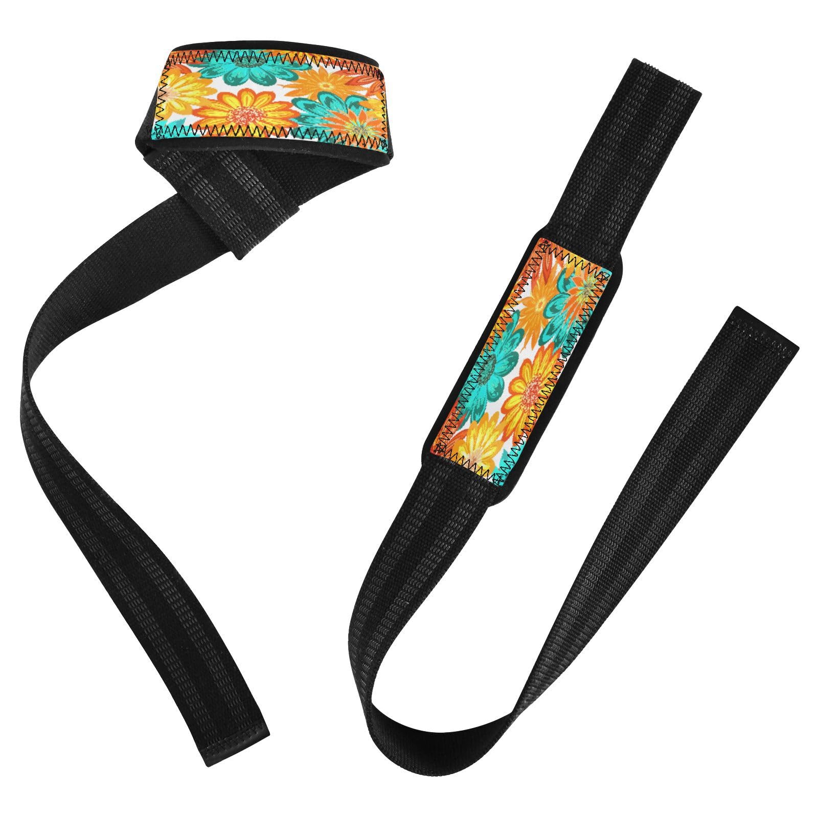 STAYTOP Cute Colorful Flowers Wrist Straps for Weightlifting,Lifting Straps with Neoprene Cushioned Wrist Padded and Anti-Skid Silicone for Strength Training,Bodybuilding,Deadlifting