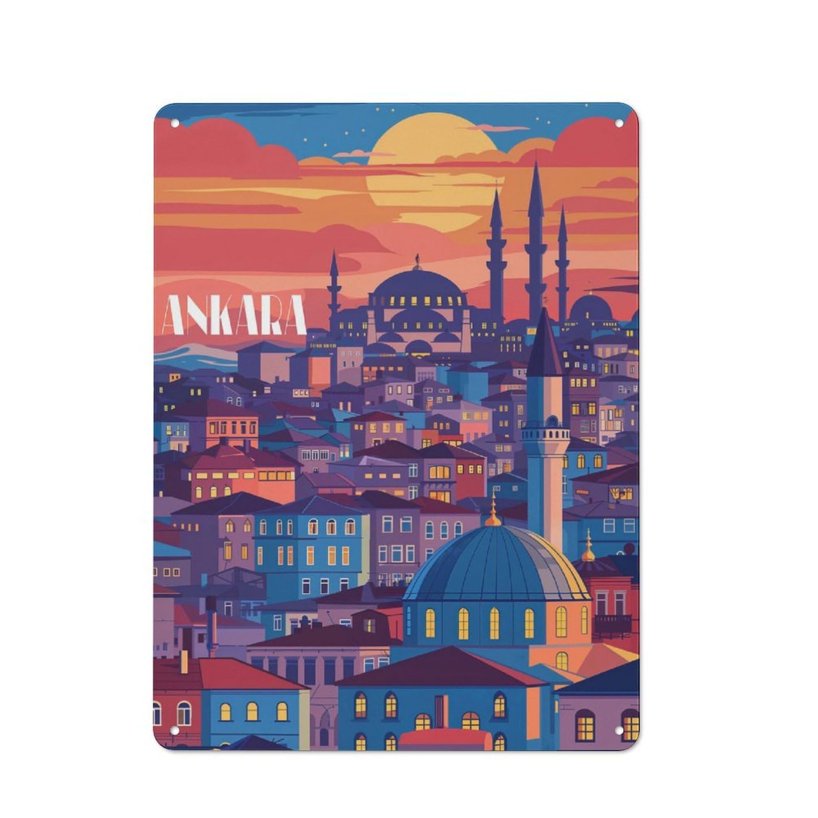 Junmoney Ankara Twilight Decorative Metal Plaque With Design 40X30cm, Vintage Porch Wall Decor For Shed, Garden Room, Porch Or Garage