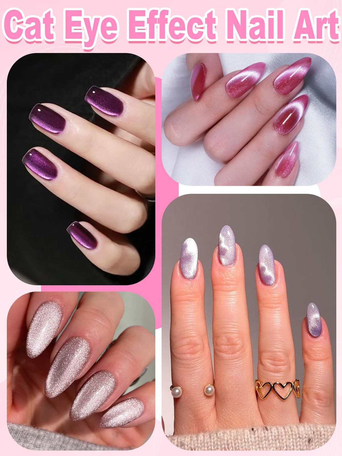 TOROKOM Magnétique Cat Eye 54PCS – Outils 3-en-1 pour Nail Art avec Vernis Gel – Aimants à Ongles pour Effets Œil de Chat & Designs Créatifs, Usage Maison & Salon