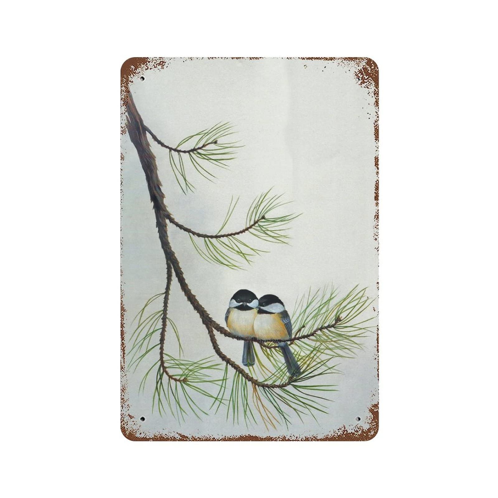 Kwqdozf As Pic Vintage Metal Tin Sign Chickadee Bird Wall Art For Home Kitchen, 8X12 Inch