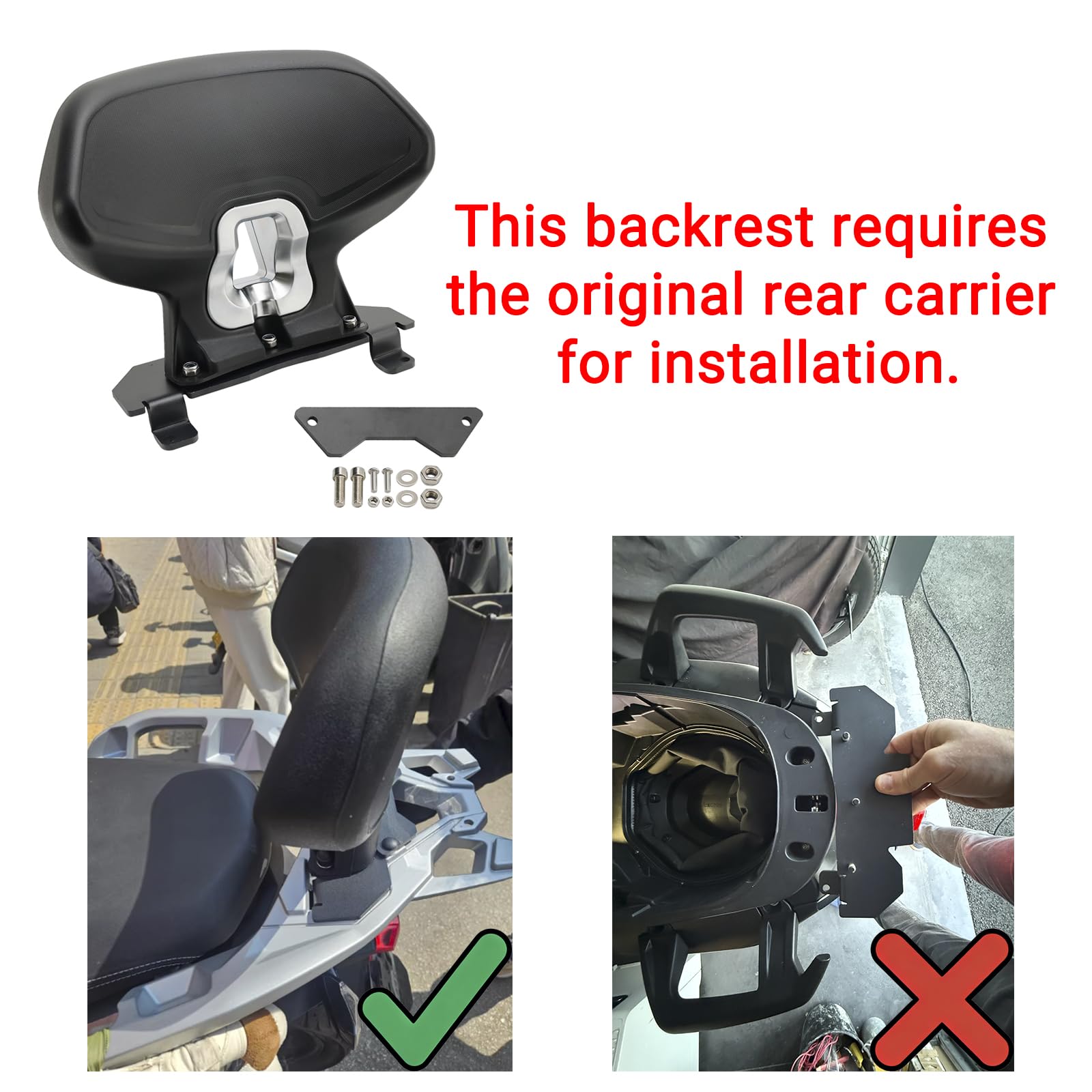 Topteng Passenger Sissy Bar Backrest Apto para BMW C400X 2018-2023 with Original handrails, Need Original Tailstock