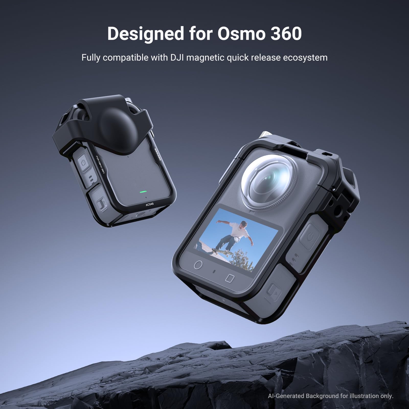 NEEWER Osmo 360 Cage, stabilisateur vidéo en Alliage d'aluminium avec Housse de Protection, Compatible avec DJI Osmo 360 Combo Accessoires et l'écosystème de Fixation Rapide magnétique, AC048