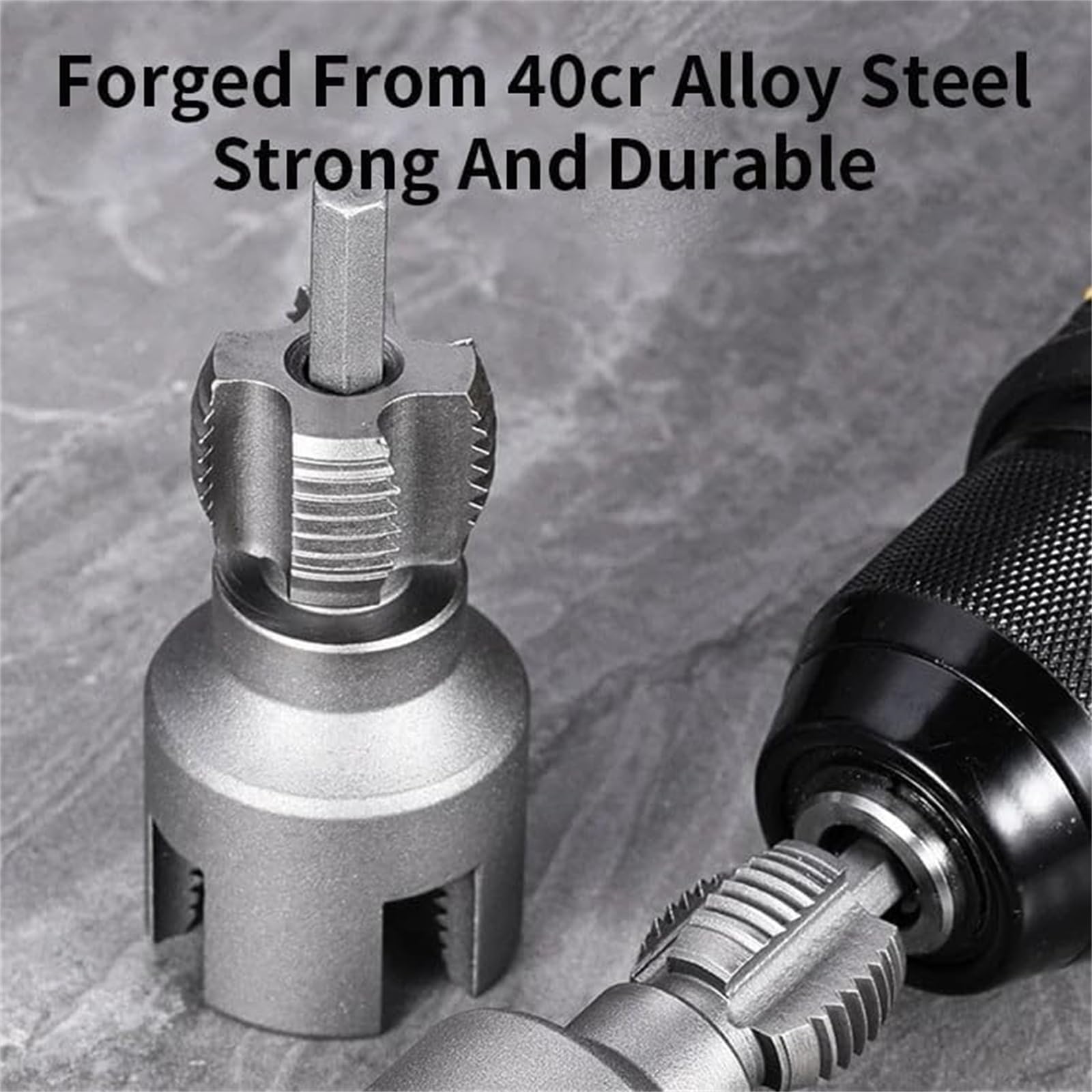 2025 Dual-Function Integrated PVC Pipe Threading Tool, Electric Drill-Compatible Internal & External Threader Kit for 1/2" & 3/4" Pipe Sizes, Home Repair Rethreading Kit (1/2")