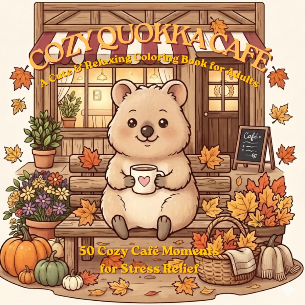 COZY QUOKKA CAFÉ: A Cute & Relaxing Coloring Book for Adults　50 Cozy Café Moments for Stress Relief