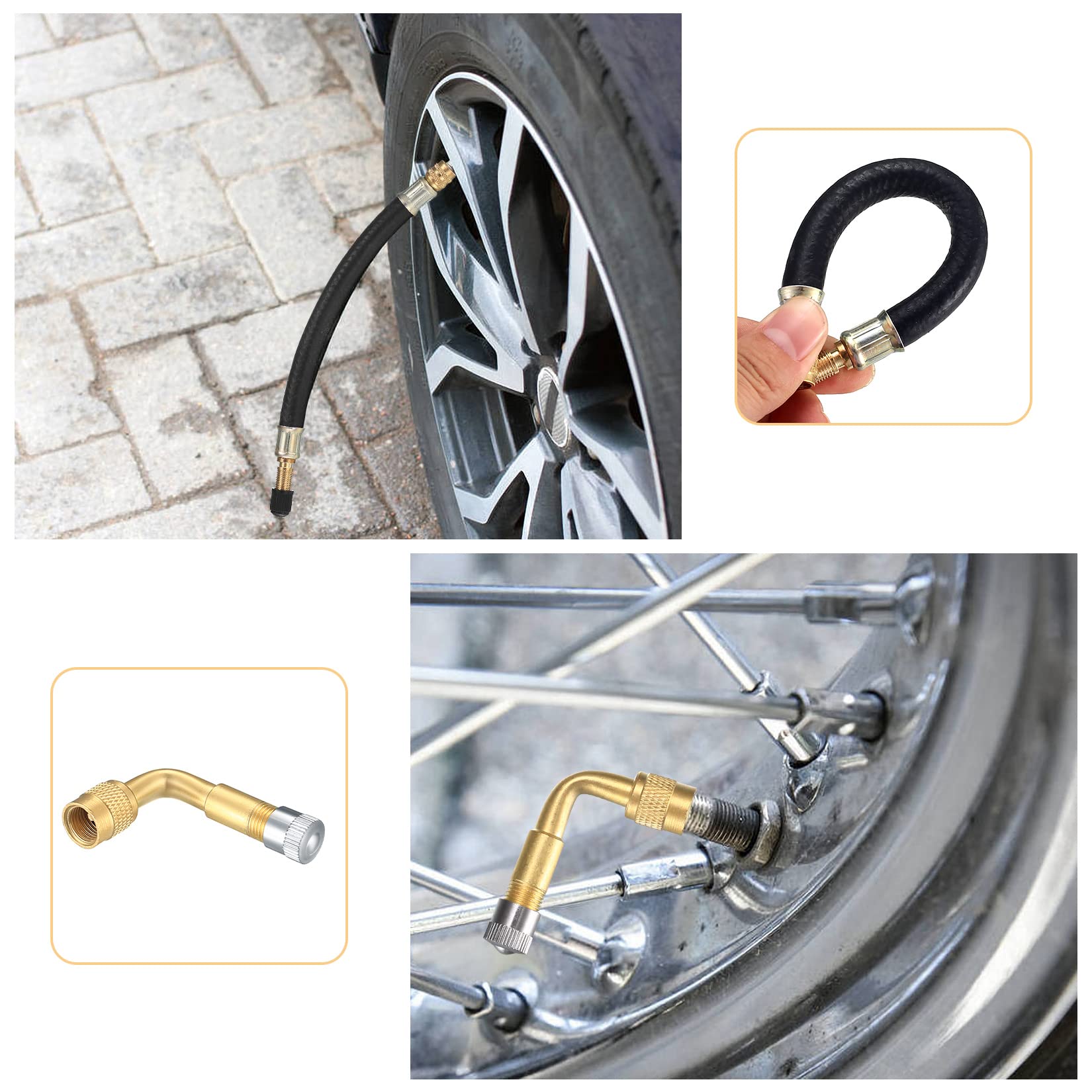 Ventielverlenging, ventieldopverlenging, auto, vrachtwagen, motorfietsbanden, wiel, ventielschacht, messing, verlengstuk, kap recht verlengstuk