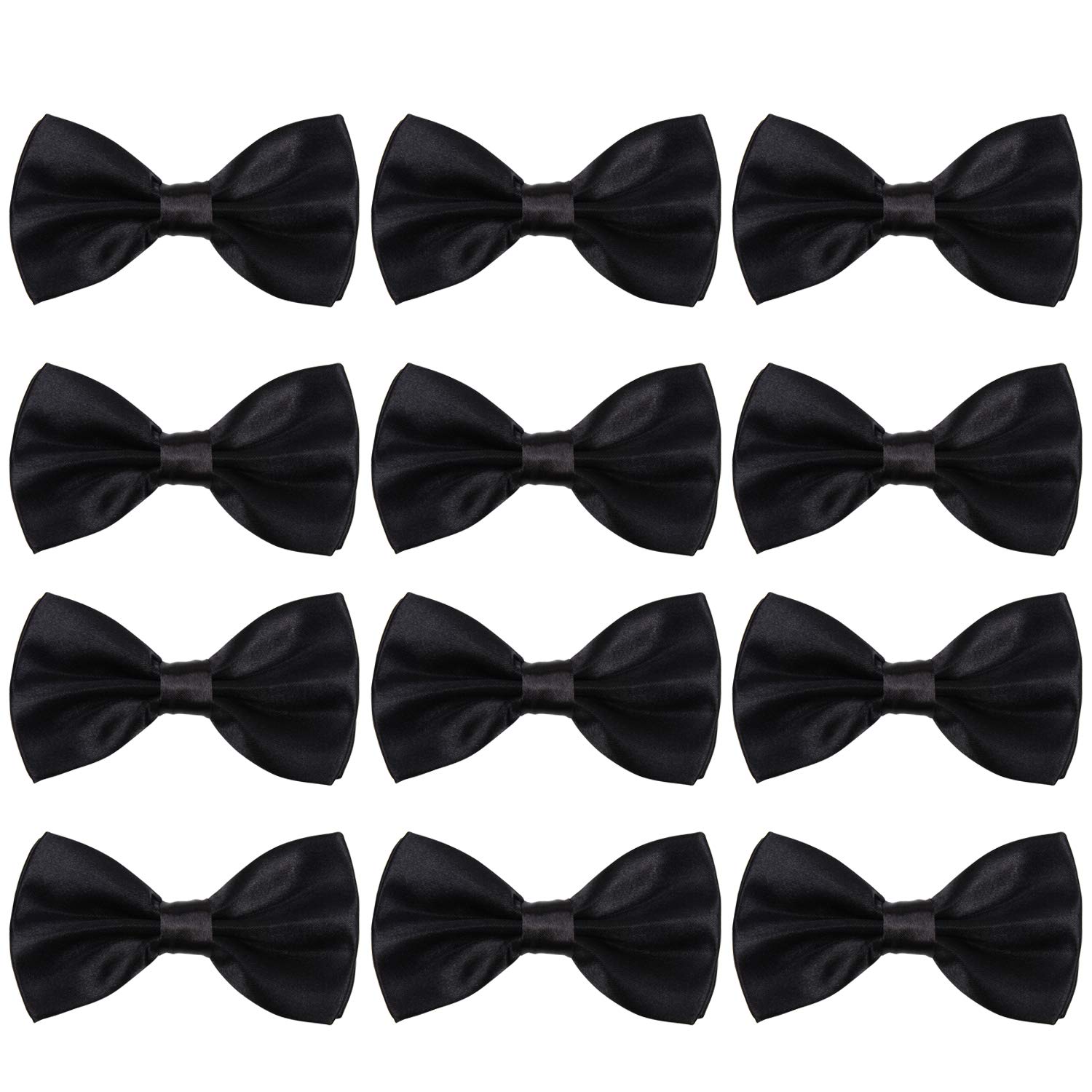 ICObutyICObuty Neck Bowtie Tuxedo for Men Adjustable Solid Satin Pre-tied 12 Pcs Wedding Party