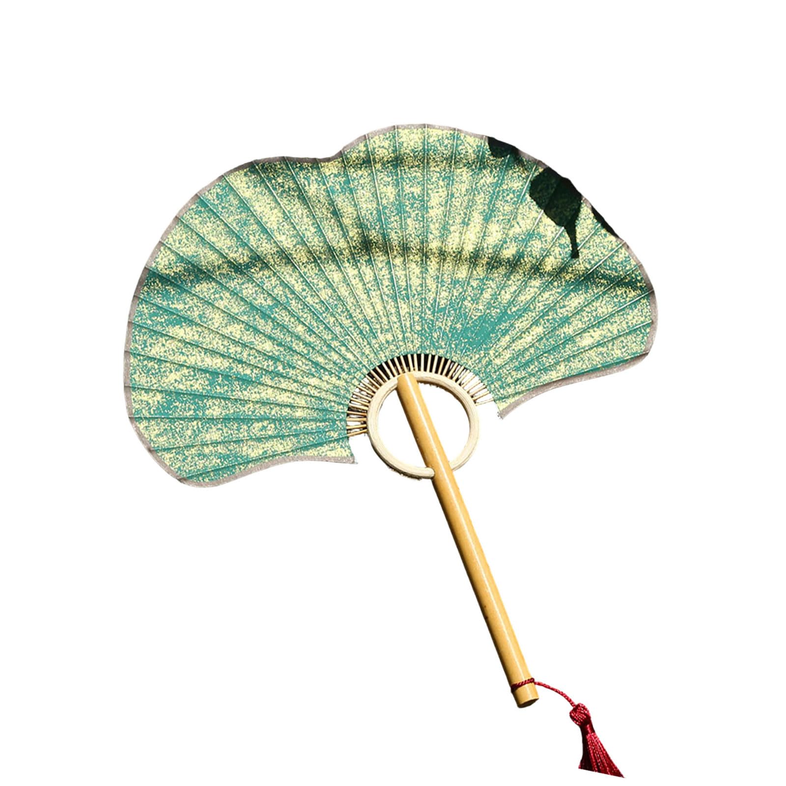 APGLSXY Ginkgos Rice Paper Fan Round Handheld Fan Chinese Styles Hand for Wedding Party Dance Party Home Decorations Chinese Styles Hand
