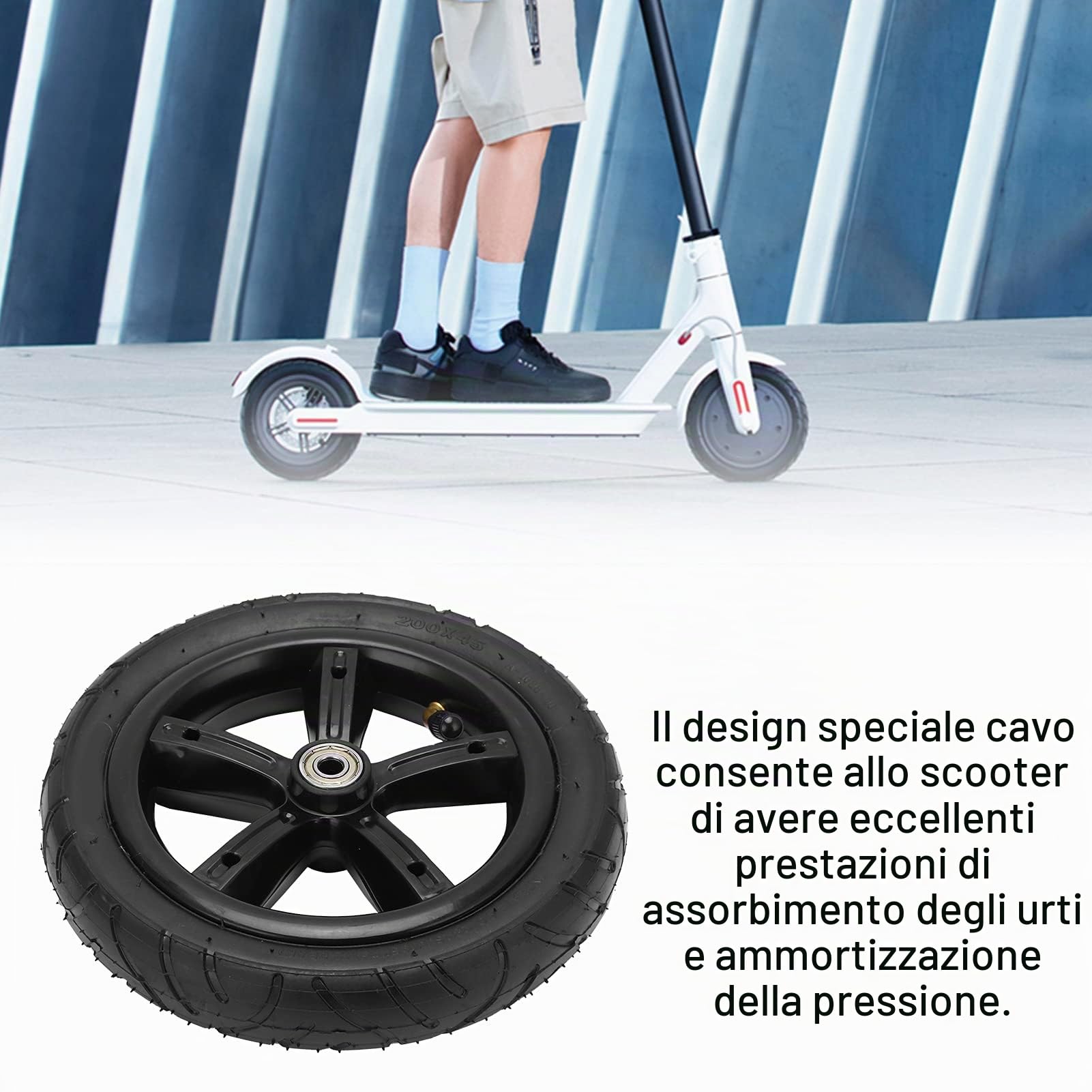 Ruota pneumatica,1 pezzo Ricambi per sedie a rotelle,Ruota pneumatica da 8 pollici 200x45 con tubo interno per scooter elettrico con boccola e cuscinetti