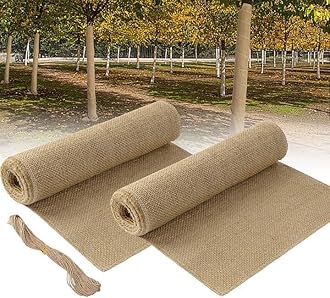 2 Rolls Natural Burlap Tree Wrap Rolls- 25x300cm Burlap Fabric Tree Trunk Protector- Burlap Plants Wrap Bandage with Ropes- Frost & Freeze Protection Cloth for Winter Outdoor Trees, Shrubs, Plants