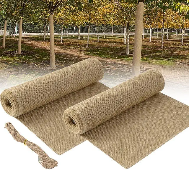 GIONAR 2 Rollen Jute-Winterschutzband für Pflanzen, 3m x 25,5cm - Frostschutz