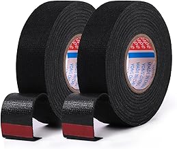 Car Wiring Tape for Wire Automotive Wiring Harness Cloth Tape for Auto Electrical Wrap, Protection, Insulation 19mm x 25 meter (2) Black