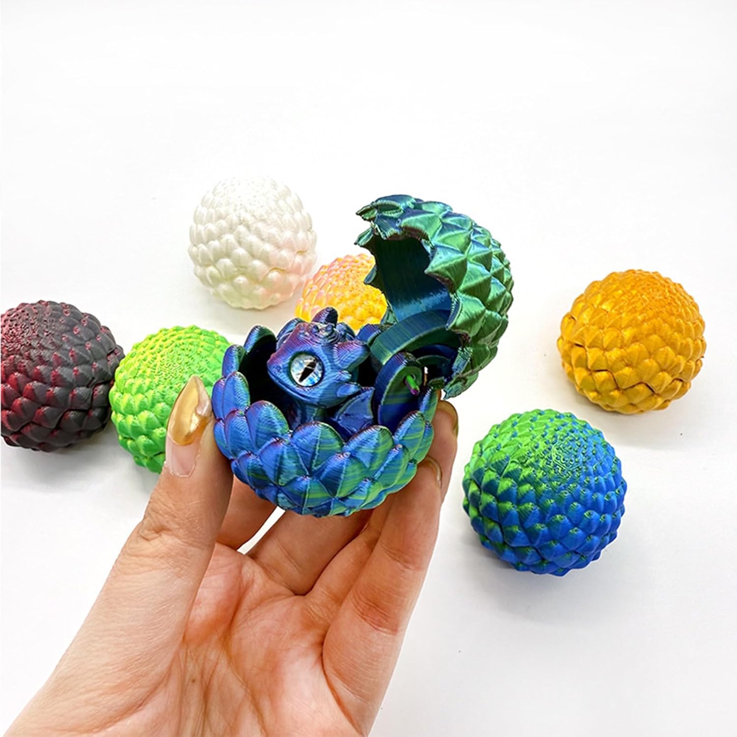 24pcs 1.7in 3D Printed Mini Dragon Eggs Set With Dragon Inside,Prefilled Easter Dragon Egg,Easter Basket Stuffers Mini Mystery Crystal Egg,Easter Toys