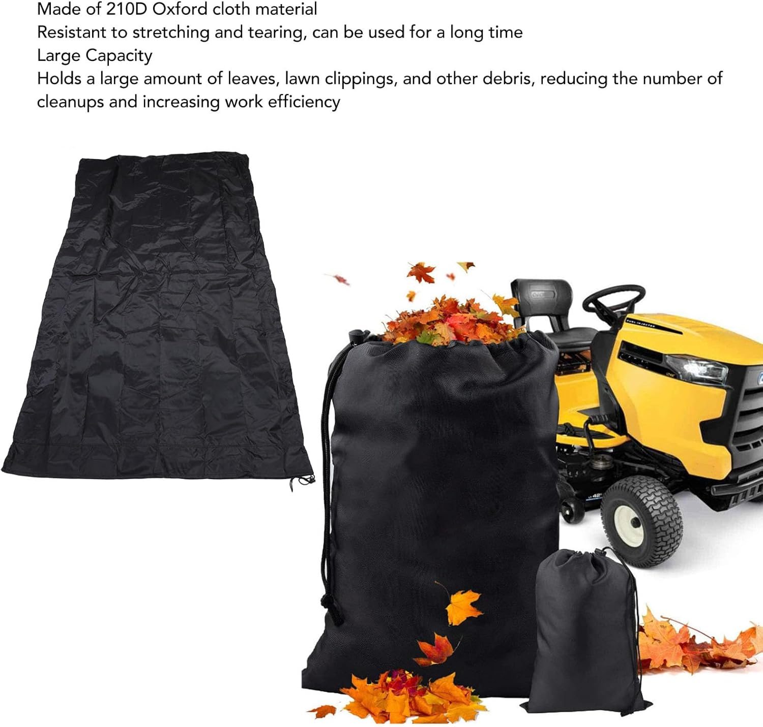 Lawn Tractor Leaf Bag 210D Oxford Cloth 244x142cm Large Capacity Garden Leaf Collector with Drawstring Closure - Durable, Reusable Waste Bag for Lawn Mowers and Garden Maintenanc