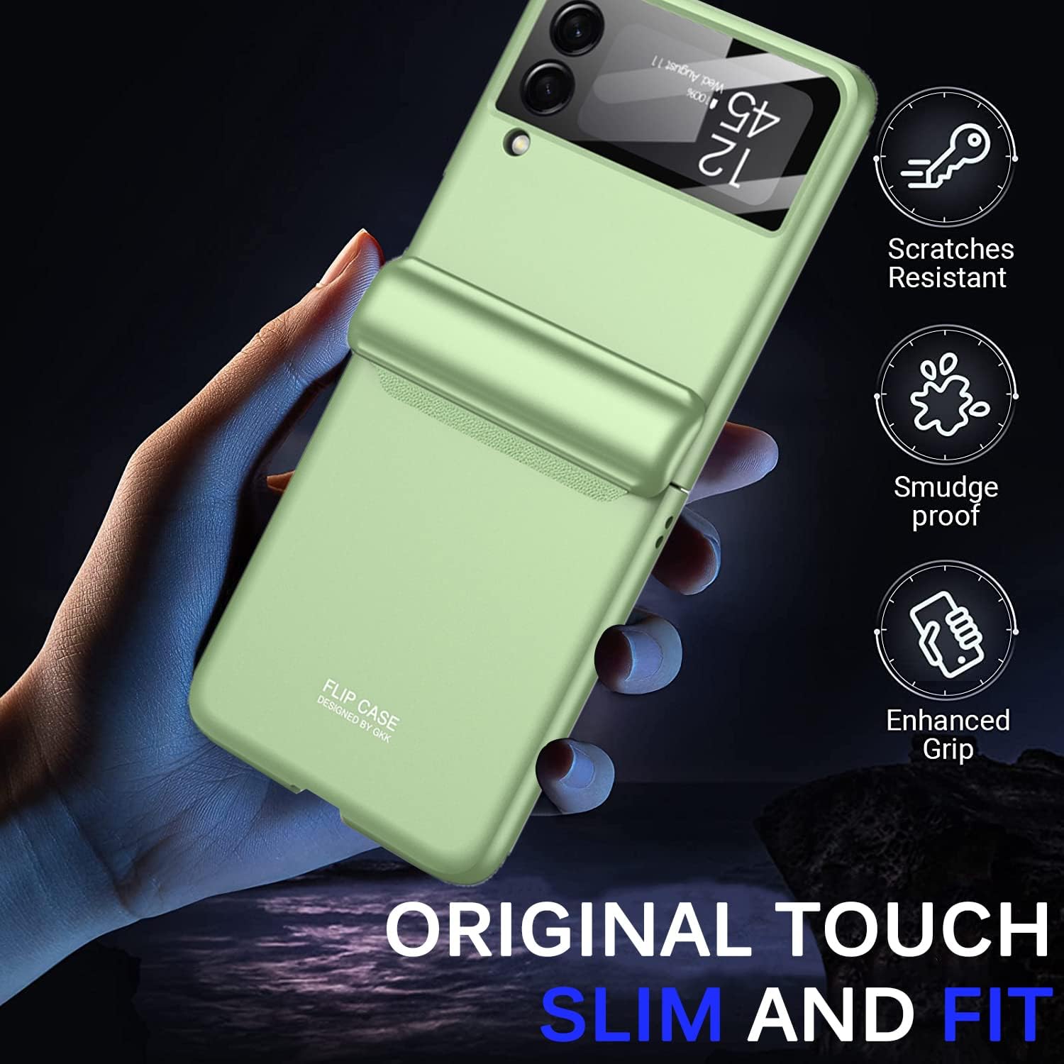 Miimall Compatible Samsung Galaxy ZFlip 4 Case with Magnetic Hinge Protection + Ultra-Thin Slim Hard PC All-Inclusive Durable Slim Full Body Military Phone Case for Galaxy Z Flip 4 2022 (Mint)