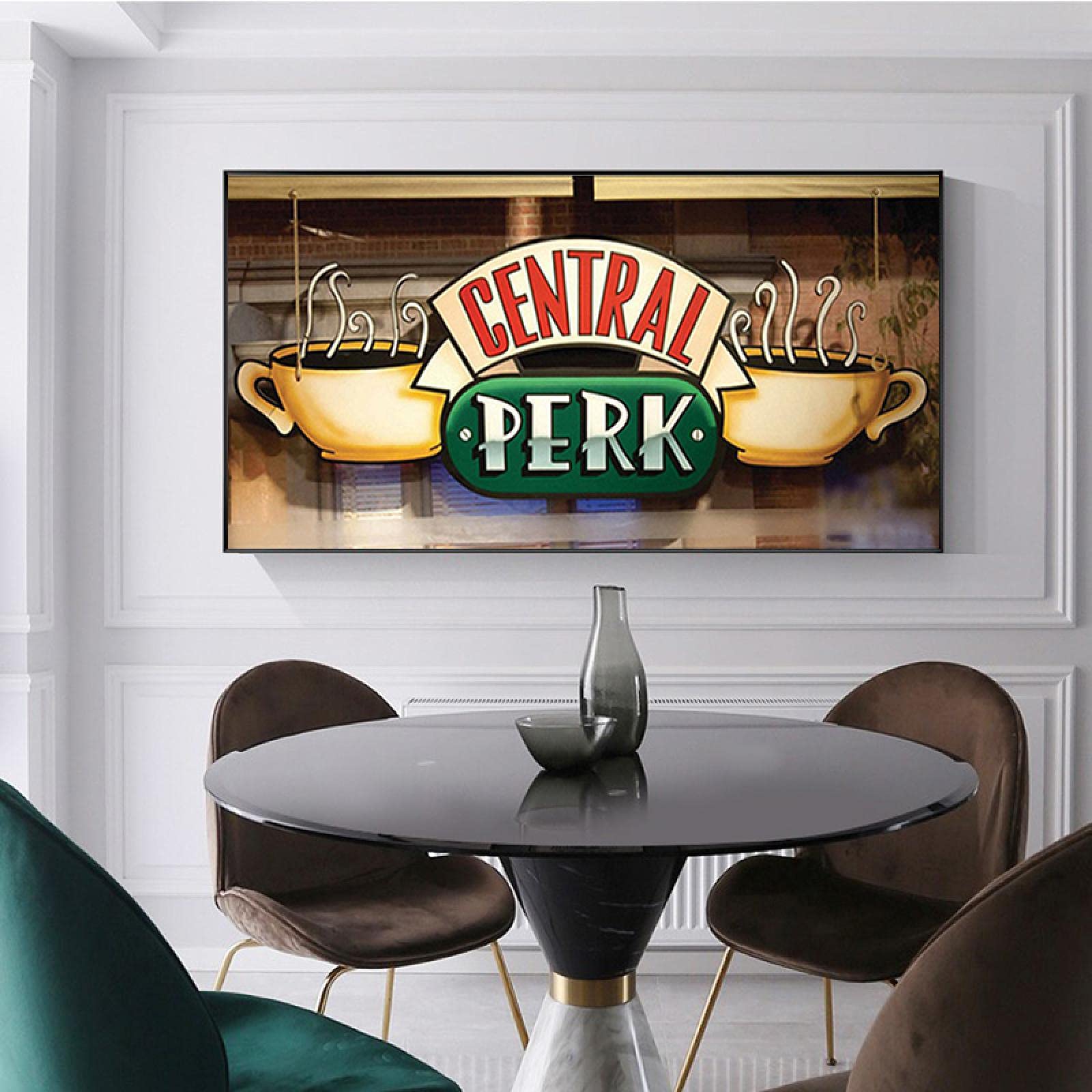 LSYALUCK Immagini Caffè Pittura su tela Amici Serie TV Poster e stampe Immagine scandinava di arte della parete per soggiorno Cuadros Decor 60x120 cm (24x47 pollici) cornice interna