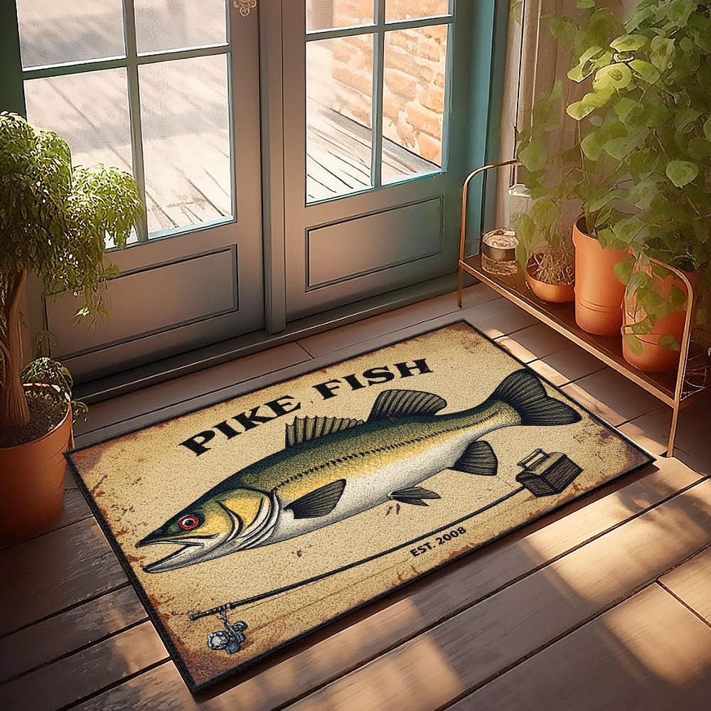 Paillasson Pike Fish humour 65 x 90 cm, le cadeau parfait pour homme