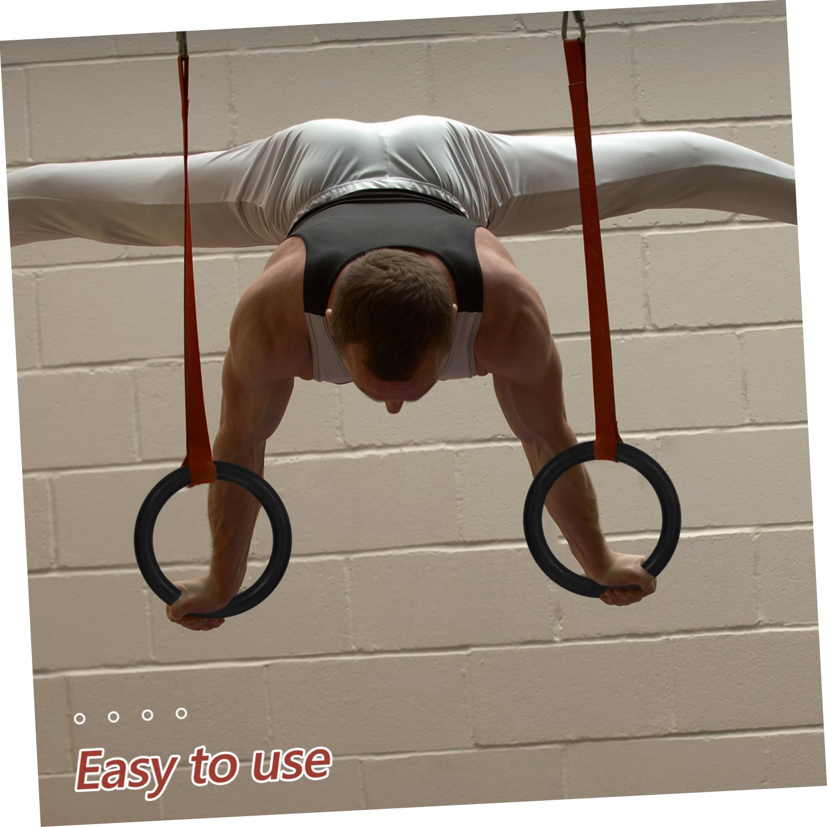 Anillos de Gimnasia 2 Piezas, hasta 400kg, Abs Negro