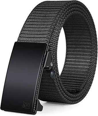 FAIRWIN Men's Ratchet Web Belt,1.25 inch Nylon Automatic Buckle,No Holes Invisible Belts for Men Jeans Pants