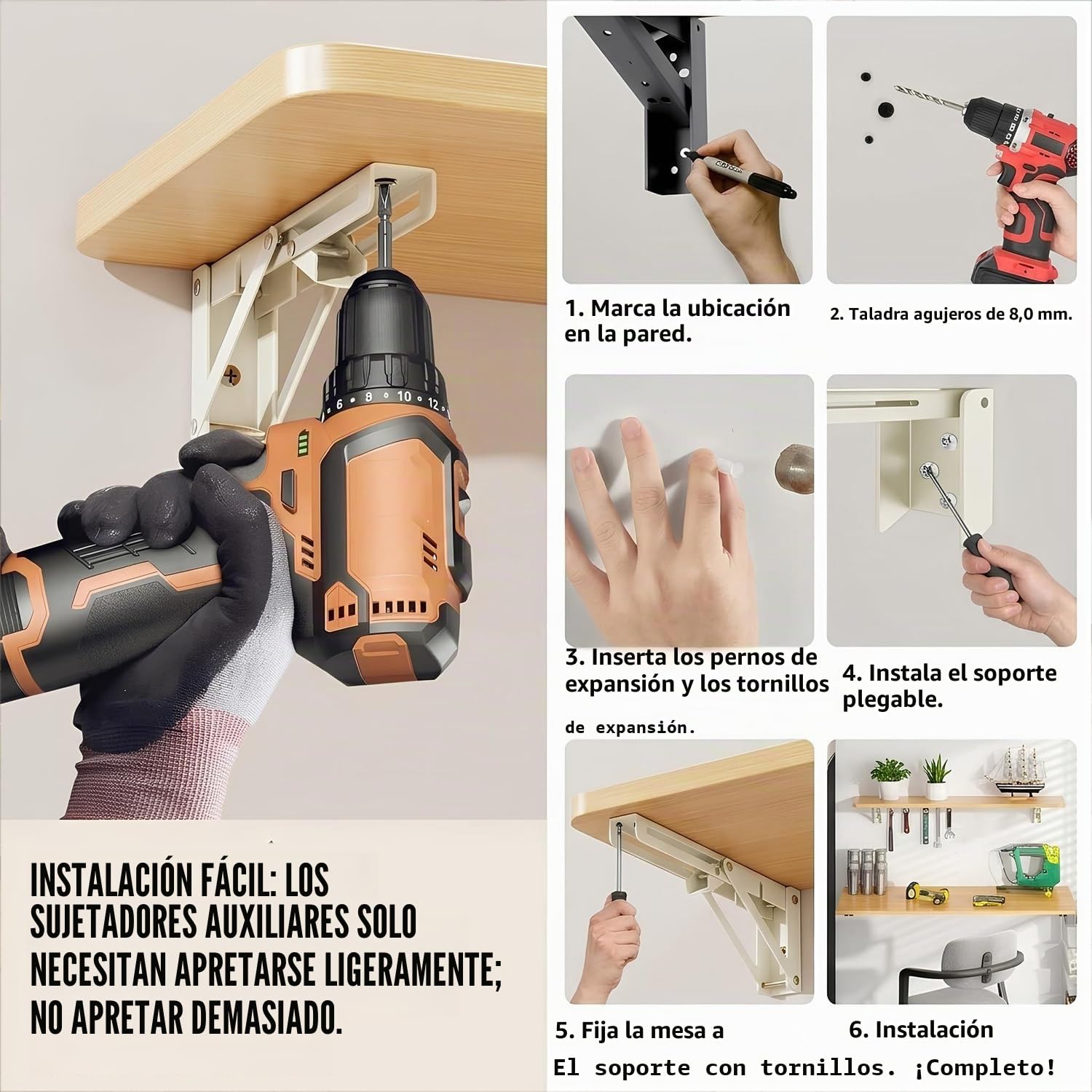 Mesa Plegable de Pared, Escritorio Ahorra Espacio, multifunción
