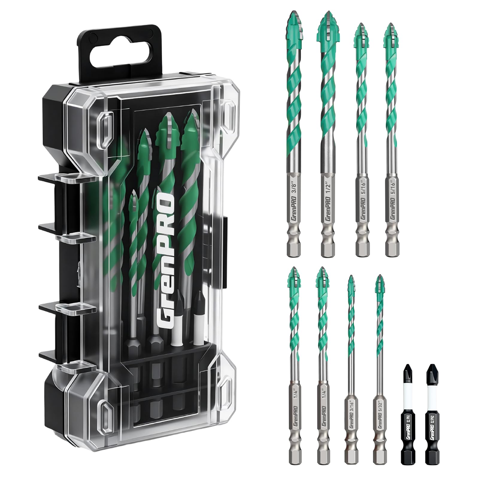 GRENPRO Masonry Drill Bit Set - 8 Pcs -8 GRENPRO Masonry Drill Bit Set - 8 Pcs -8