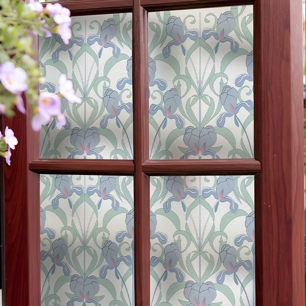 Window Film Window Stickers Retro Window Grille Glass Sticker Window Sticker Bathroom Decorative Film Office Partition Push Door Electrostatic Film Window Privacy Film Glass Sticker(40 * 200cm)