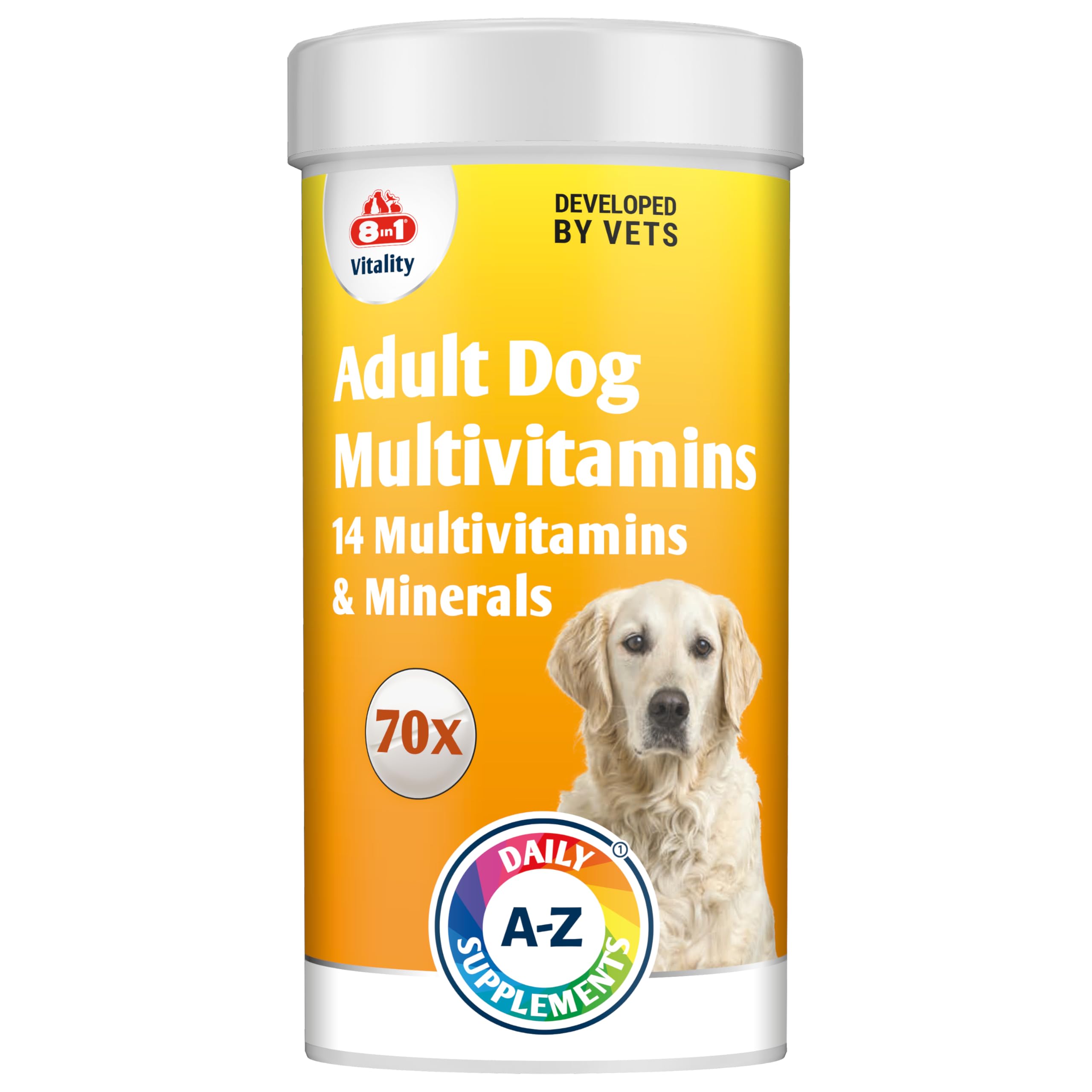 Dog Multivitamins Nutritional Supplement - 9 multivitamins and 5 micronutrients - 70 tablets - for active lifestyle and immunity