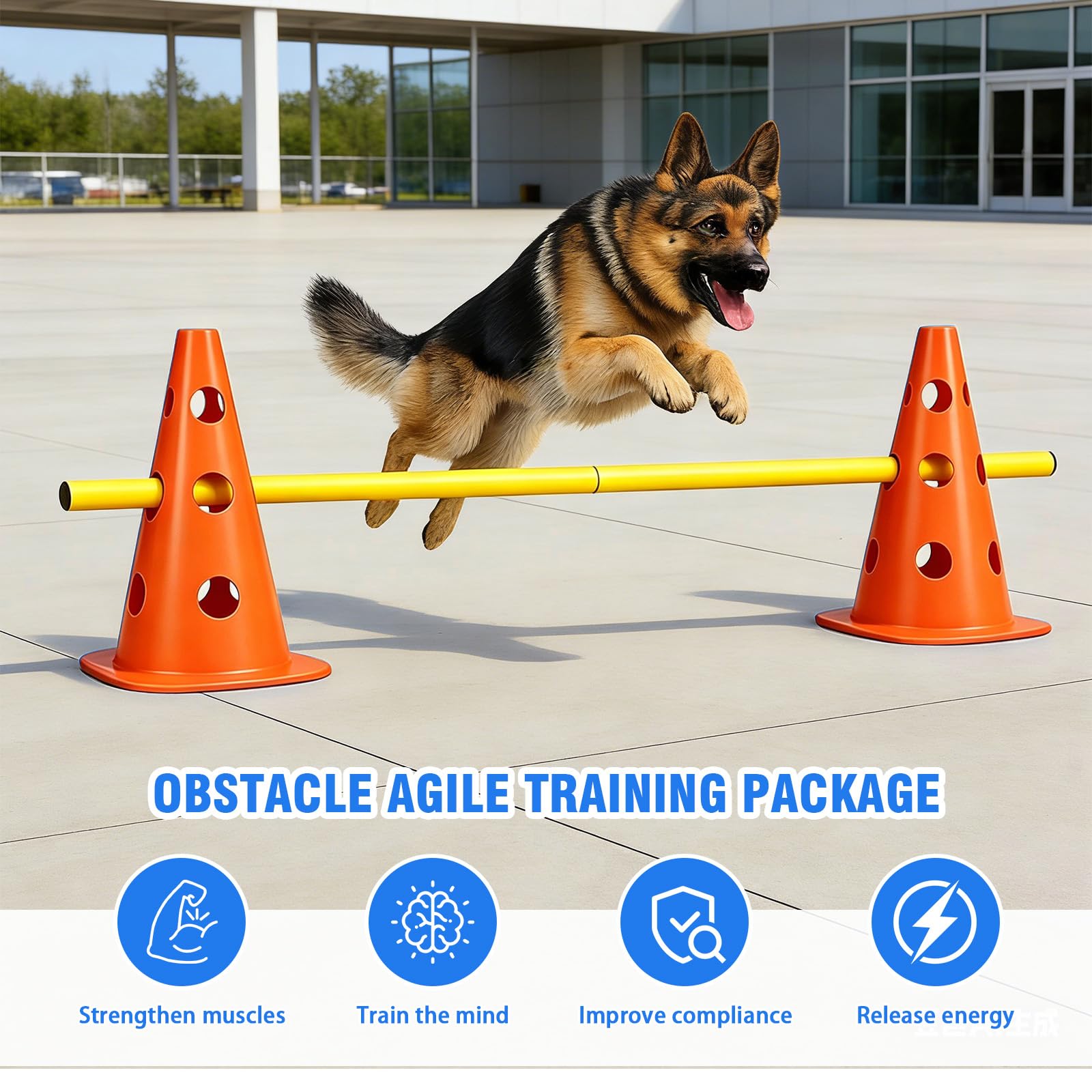 MeYuxg Agility zestaw dla psów – Cavaletti zestaw płotków wtykowych dla małych psów i dzieci, regulowane płotki treningowe, 10 krótkich drążków (do łączenia z 5 przeszkodami), partor dla psów ze