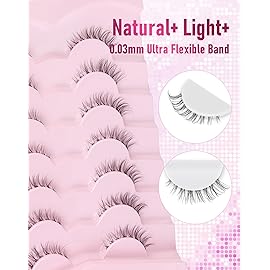 Frihappy Eyelashes Natural False Eyelashes Wispy Eyelashes Natural Look Eye Lashes Wispy Fake Lashes Clear Band Lashes FRH-21