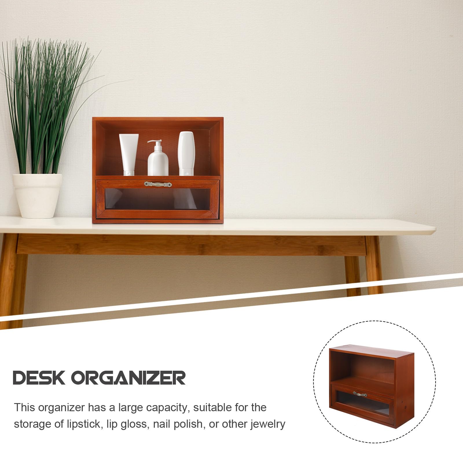 jojofuny Organizer da Scrivania in Legno Vintage Cassetti a Strati, Grande Capacità, Fondo Stabile e Superficie Liscia per Uso Desktop e Arredamento