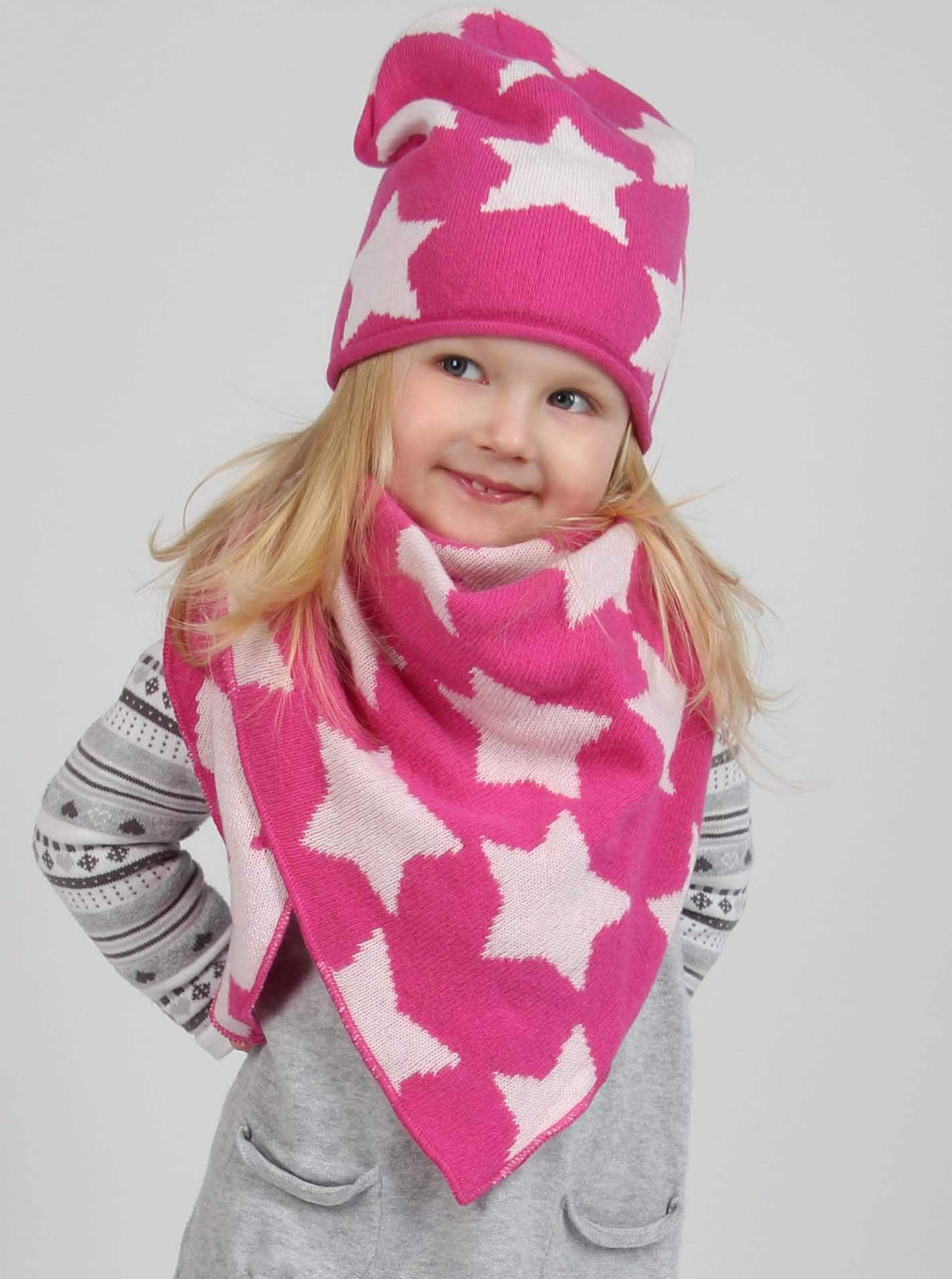 Cashmere Dreams Dreieckstuch mit Kaschmir - Hochwertiger Schal mit Sternen für Baby-s Jungen und Mädchen - XXL Hals-Tuch und Damen - Strick-Waren für Sommer und Winter Zwillingsherz - hgr